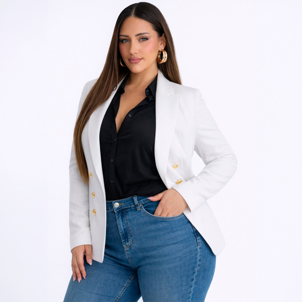 Blazer Feminino Longo Sobretudo Alfaiataria Social Plus Size Blazer PLus Size Blazer Longo