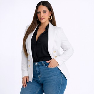 Blazer Feminino Longo Sobretudo Alfaiataria Social Plus Size Blazer PLus Size Blazer Longo