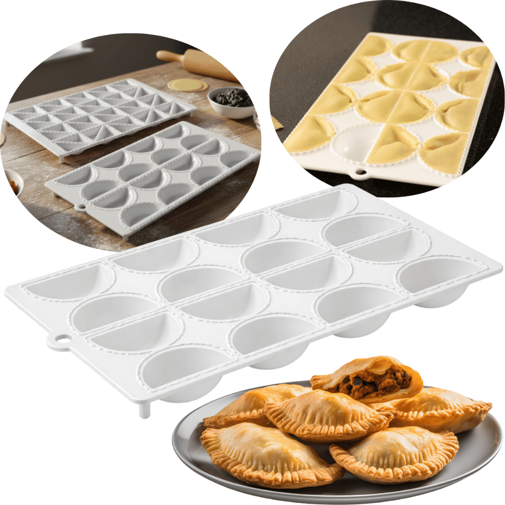 Forma Pastel 16 Cavidades Molde Meia Lua Empanada Risole Salgado Recheio Cozinha Manual