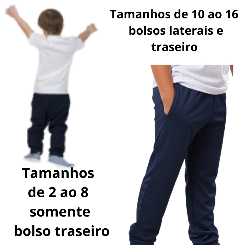 Calca Infantil Tactel Uniforme Escolar Esporte Lazer