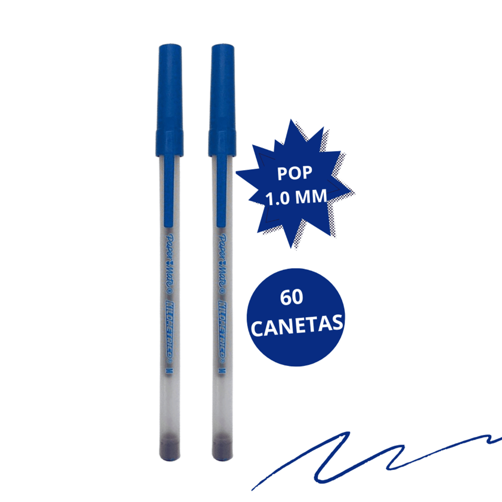 Caneta Esferografica Kilometrica Pop 1.0 Azul Caixa Com 60 Un · foto 2