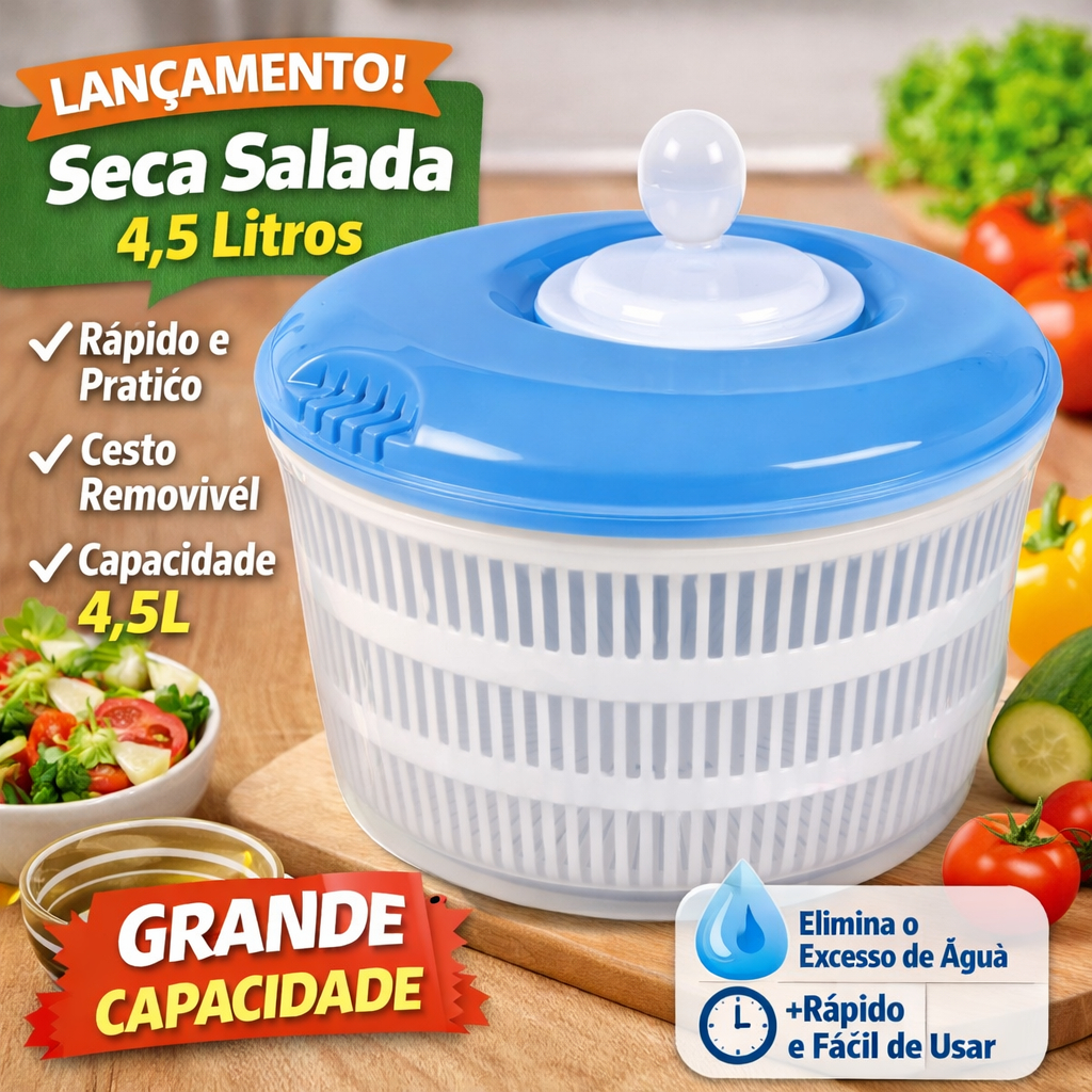 Centrífuga seca salada GRANDE 4,5L manual para folhas e verduras.