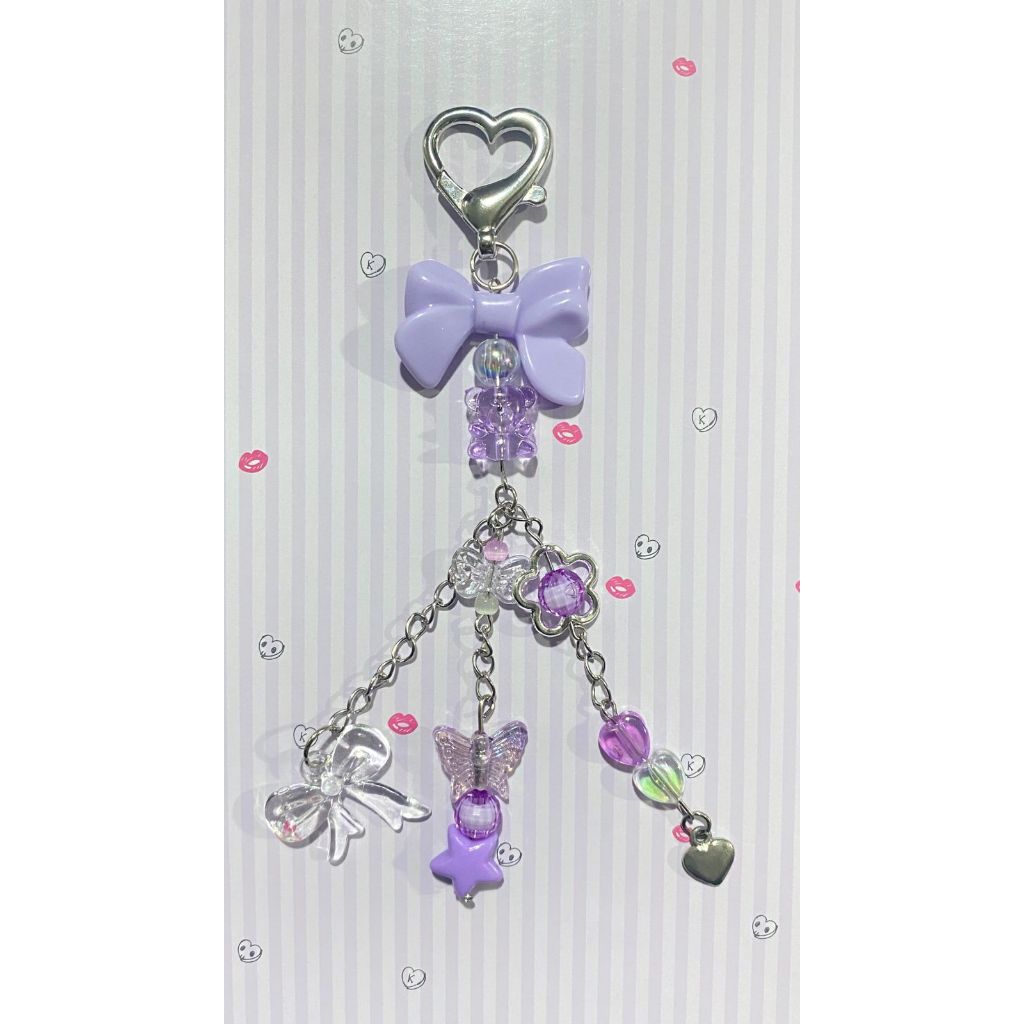 Charm para celular e Binder , decoração de binder e celulares chaveiro cor lilás e roxo