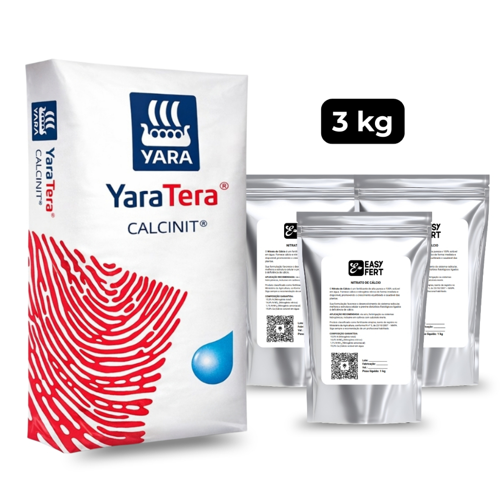 Nitrato De Cálcio 3kg Adubo Fertilizante Solúvel Hidroponia