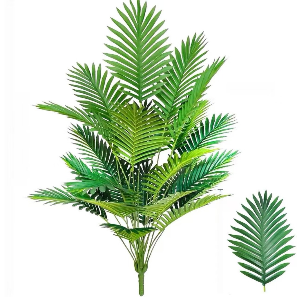 Folha artificial grande de areca, 120 cm de comprimento, 24 folhas / tamanho da folha 33 cm