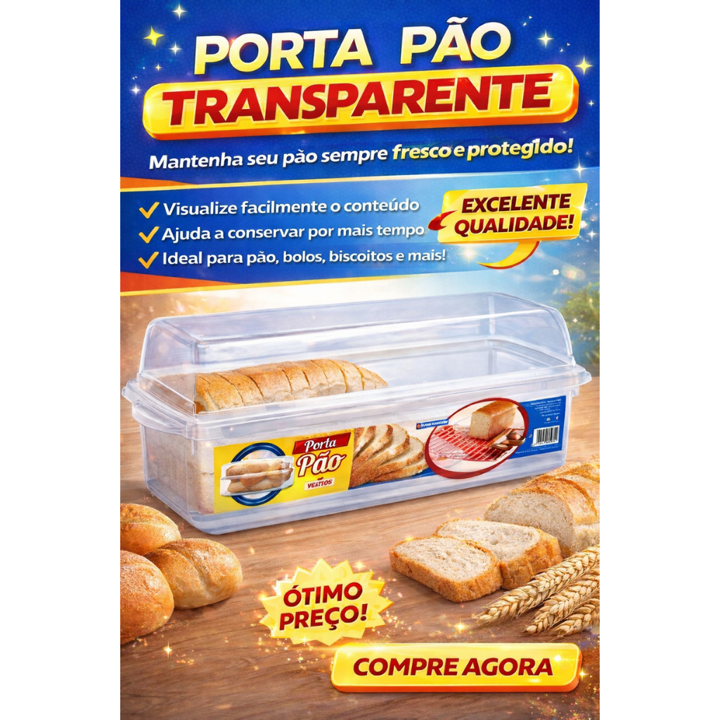 Porta Pão Transparente com Tampa Multiuso 2,7L em Oferta na Shopee