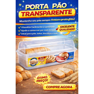 Porta Pão Transparente com Tampa Multiuso 2,7L em Oferta na Shopee