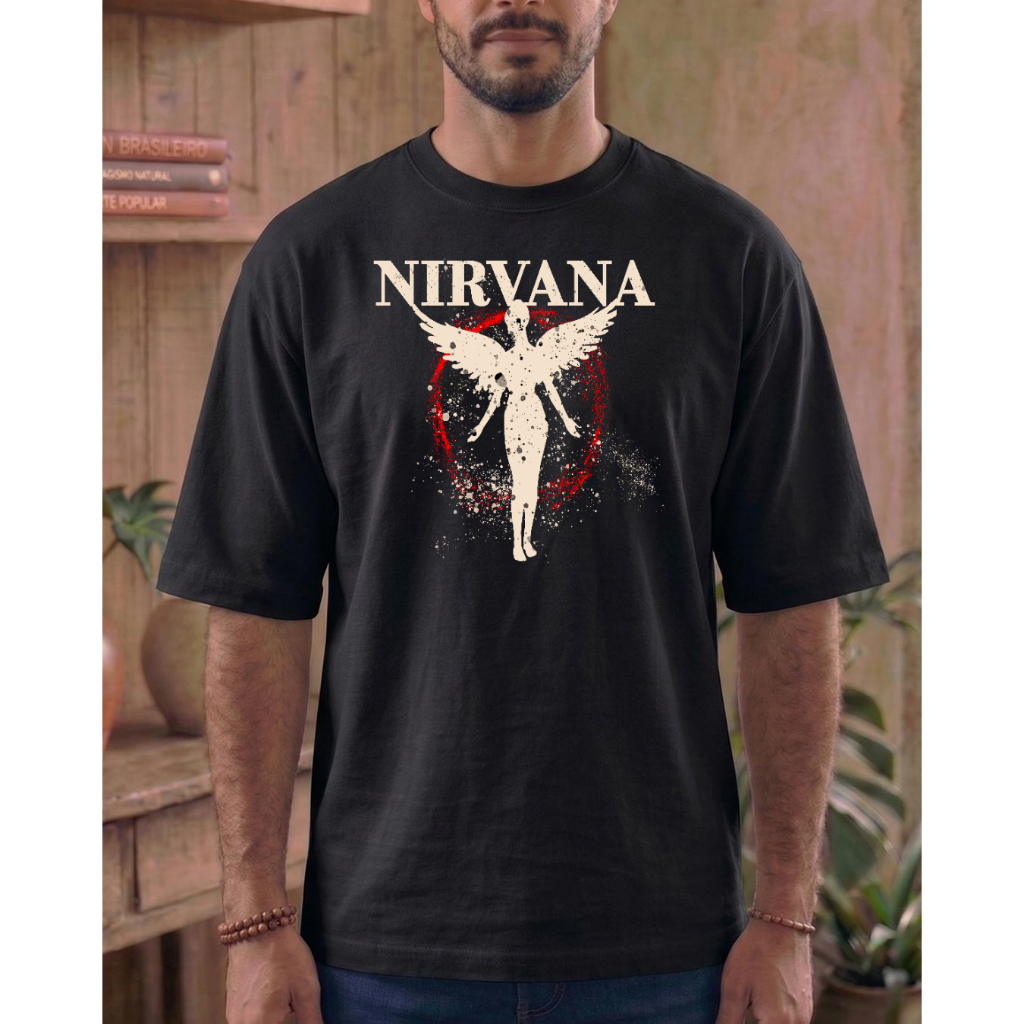 Camiseta Estampada Banda Nirvana Personalizada Oversized Streetwear