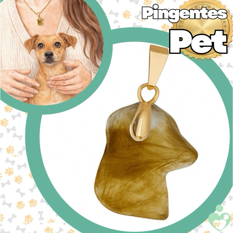 Dye Pingente Pet com Pelo - Joia Pet Lembrança em Resina - Eternizar Pelos de Cachorro ou Gato - Colar Pet Memória