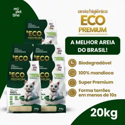 Kit 5 Areia Biodegradável 100% Mandioca para Gatos Cat Bio Eco Premium Grãos Finos MyPetOne - 20Kg