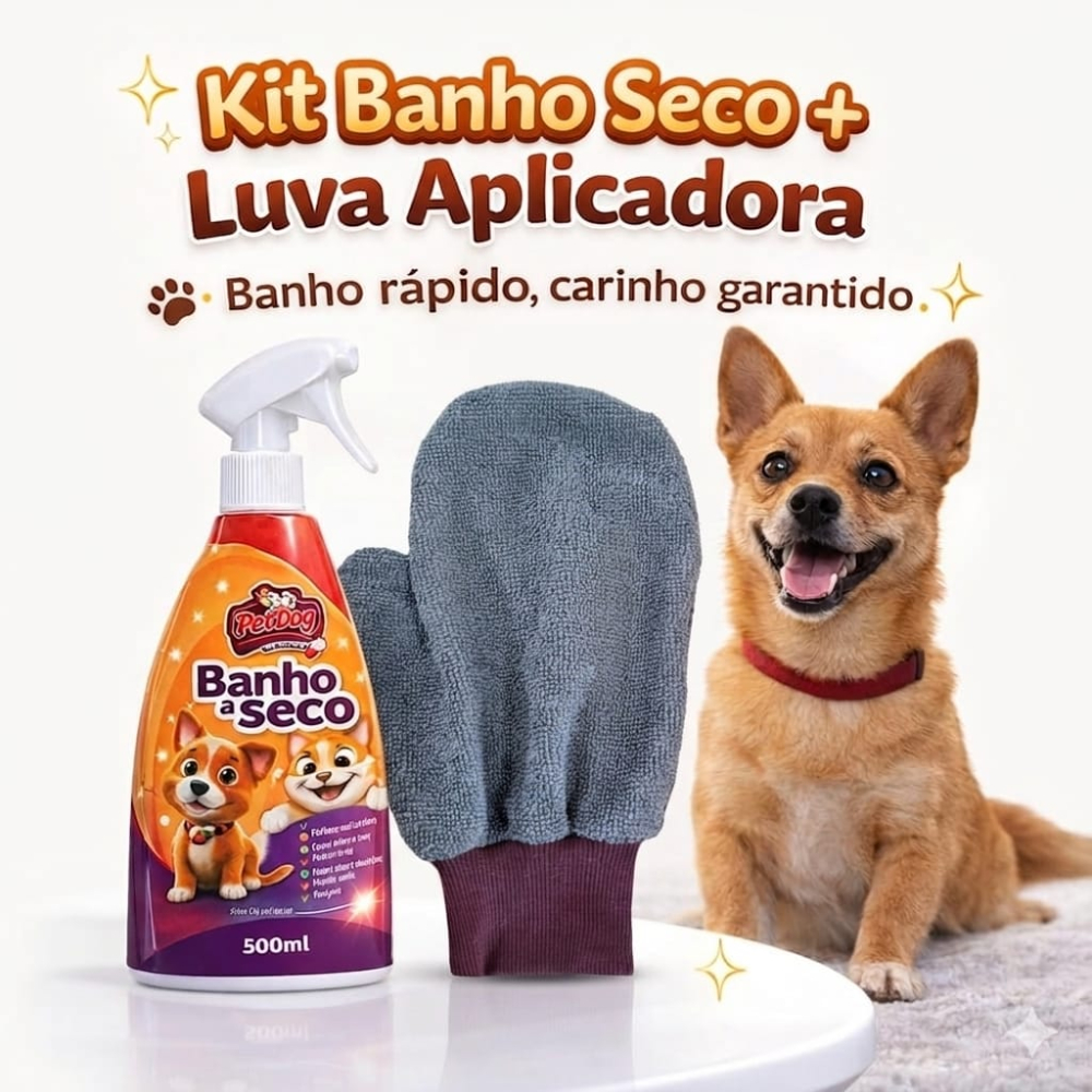 Banho a seco com luva aplicadora em microfibra Limpeza rápida, Pet cheiroso sem estresse
