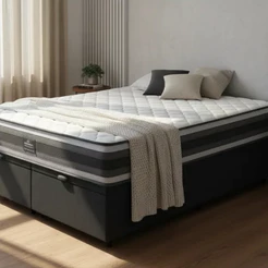 Cama Box Baú com Colchão de Espuma D45 Double Face Territory Hellen Queen 158cm