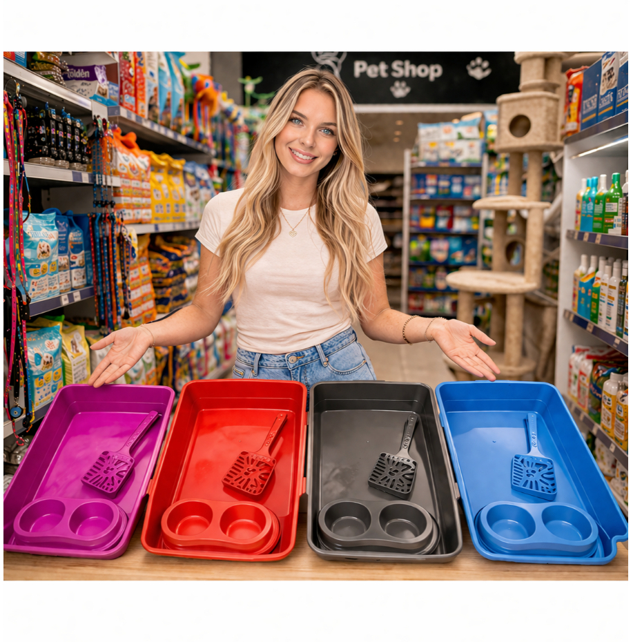 Kit bandeja  Caixa de Areia para gatos kit com + 1 comedouro + 1 bebedouro + 1 pazinha em Oferta na Shopee