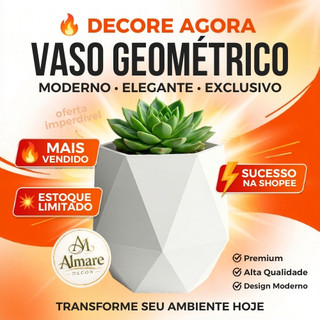Vaso Decoração Moderna Geométrico Cubical Luxo - Decoração Minimalista Sala Escritório Quarto