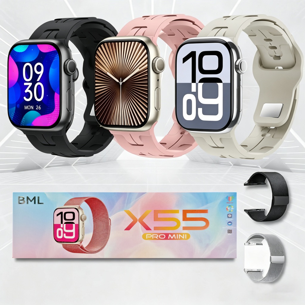 Smartwatch X55Pro Mini 38MM Relógio Smartwatch NAVO 2026 Serie 10 Ilha Dinamica Nfc Bussola Calculadora