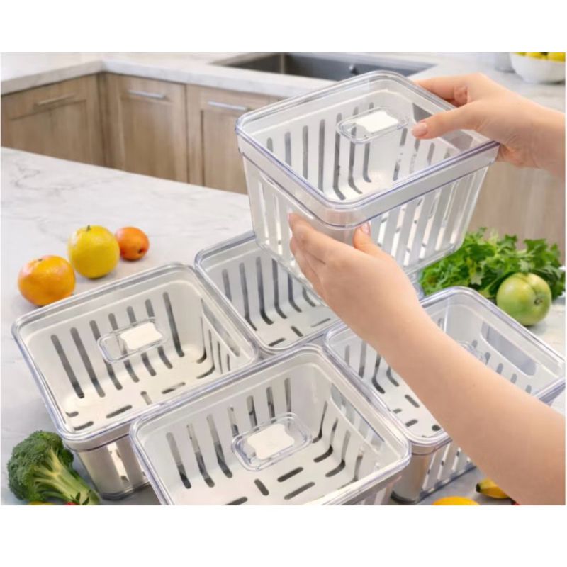 Organizador de Geladeira Transparente Multiuso – Caixa Acrílica Para Frutas, Verduras e Alimentos