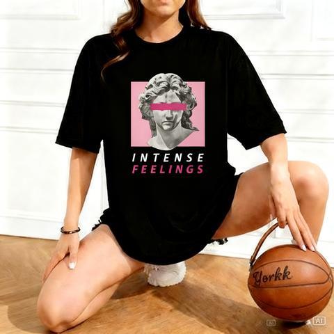 Camiseta feminina para academia Exclusiva 100% Algodão Preta Estampada Alta Definição Corrida Caminhada Pilates feminina
