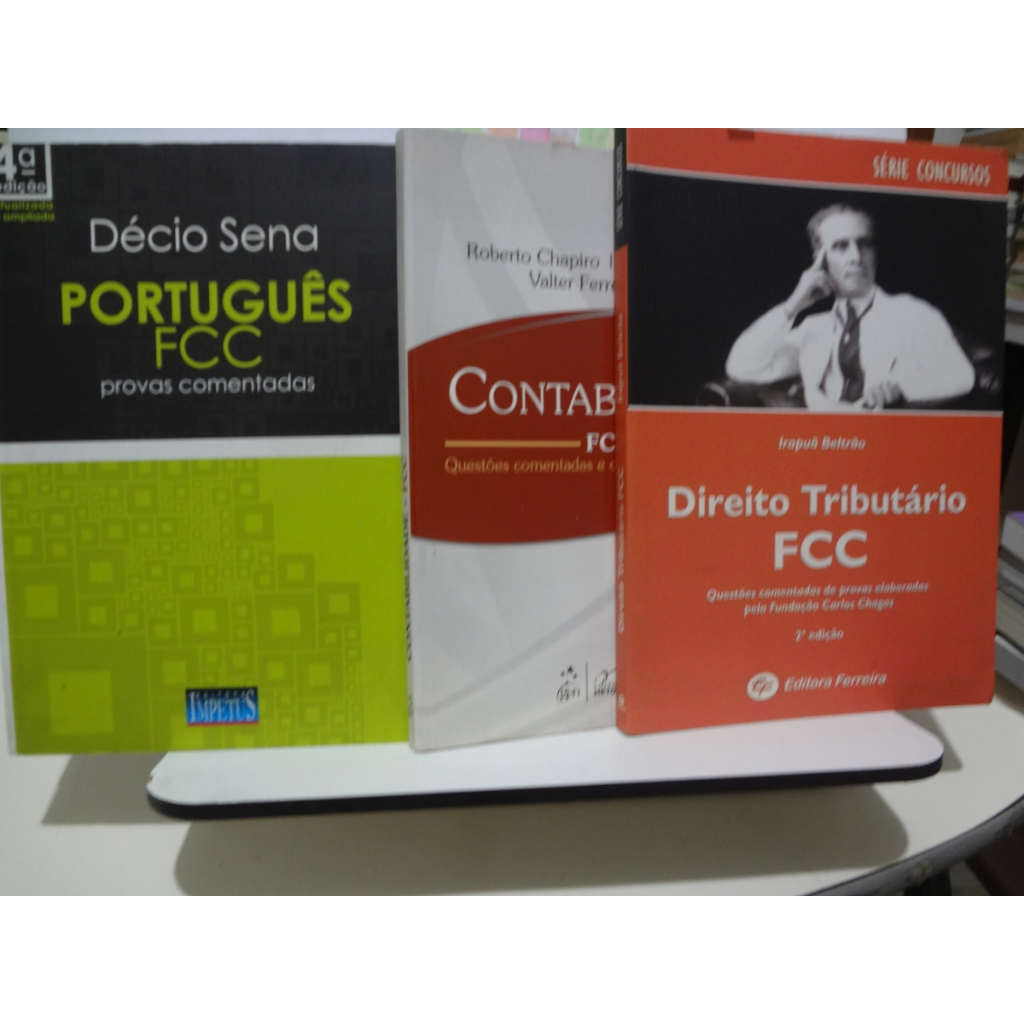 3 Livros Foco na FCC Português Décio Sena + Direito Tributário FCC + Contabilidade FCC
