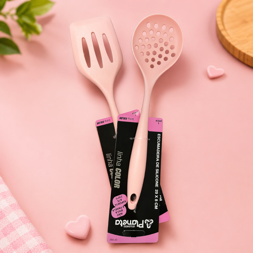 Kit Escumadeira e Espátula de Silicone Planeta Utilidades