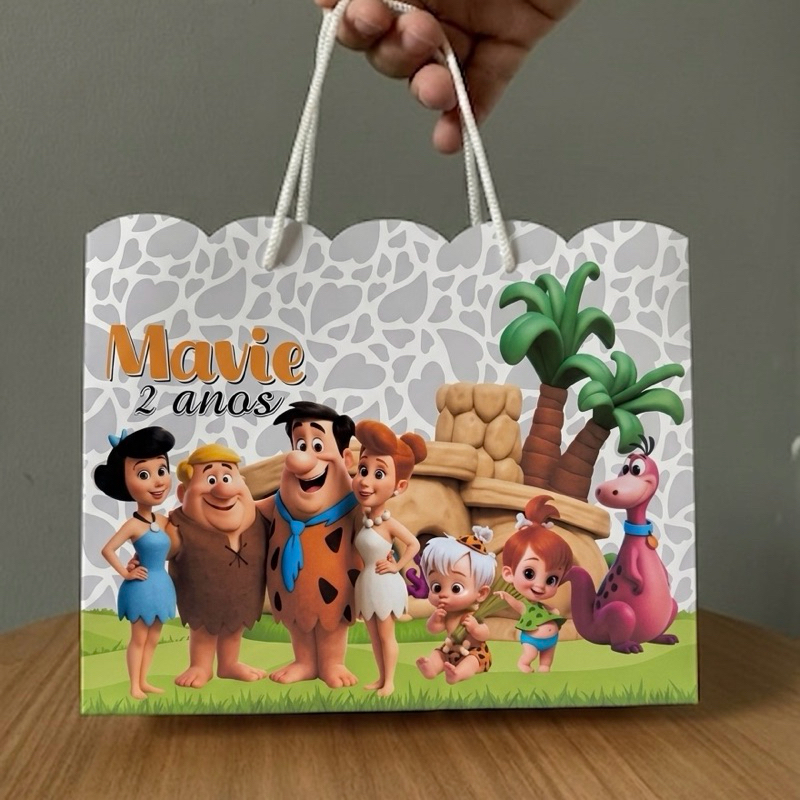 Sacolinhas Personalizadas Festa Flintstones, Pedrita, Bambam, Flinstons  / DESMONTADAS