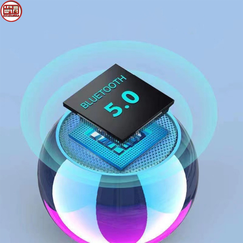 🎧 Caixinha de Som Bluetooth 5.0 Redonda Metálica Mini, 🎵 Som Estéreo com Luz LED Ambiente, Bateria 300mAh Portátil - C2