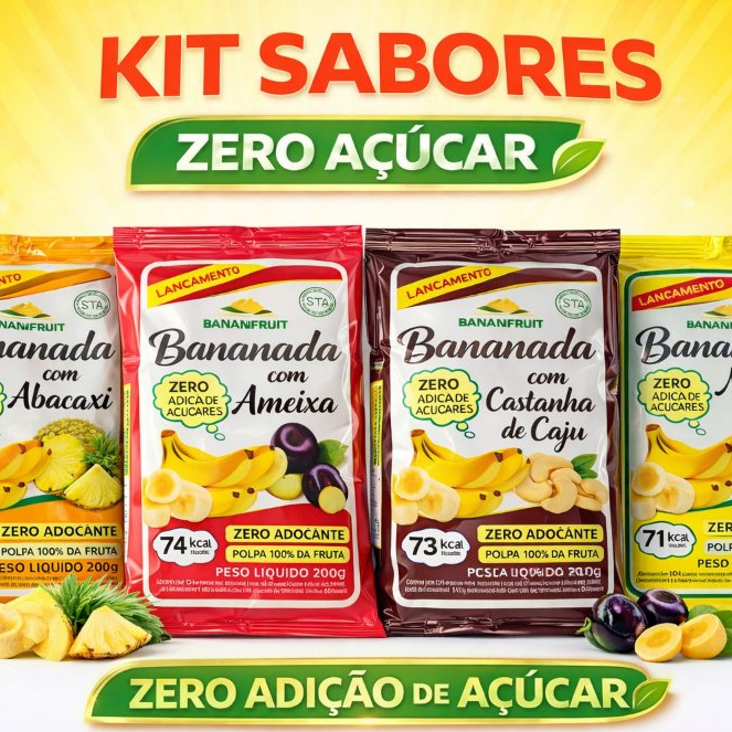 Kit Doce de Banana Bananfruit Bananada  Zero Adição de Açúcar 100% Natural dia das mae