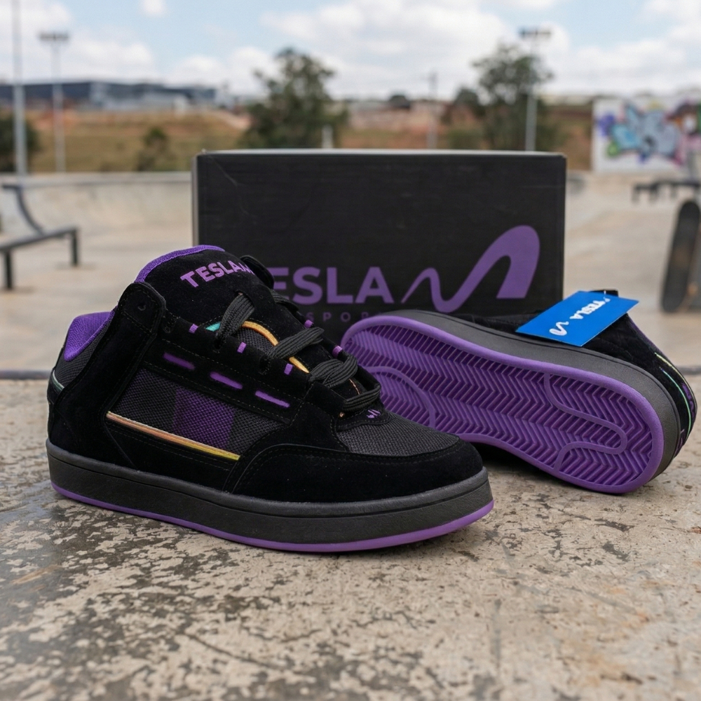 Tenis academia Masculino e Feminino Moda Diferente  skate unisex Preto e Preto Roxo Casual envio full