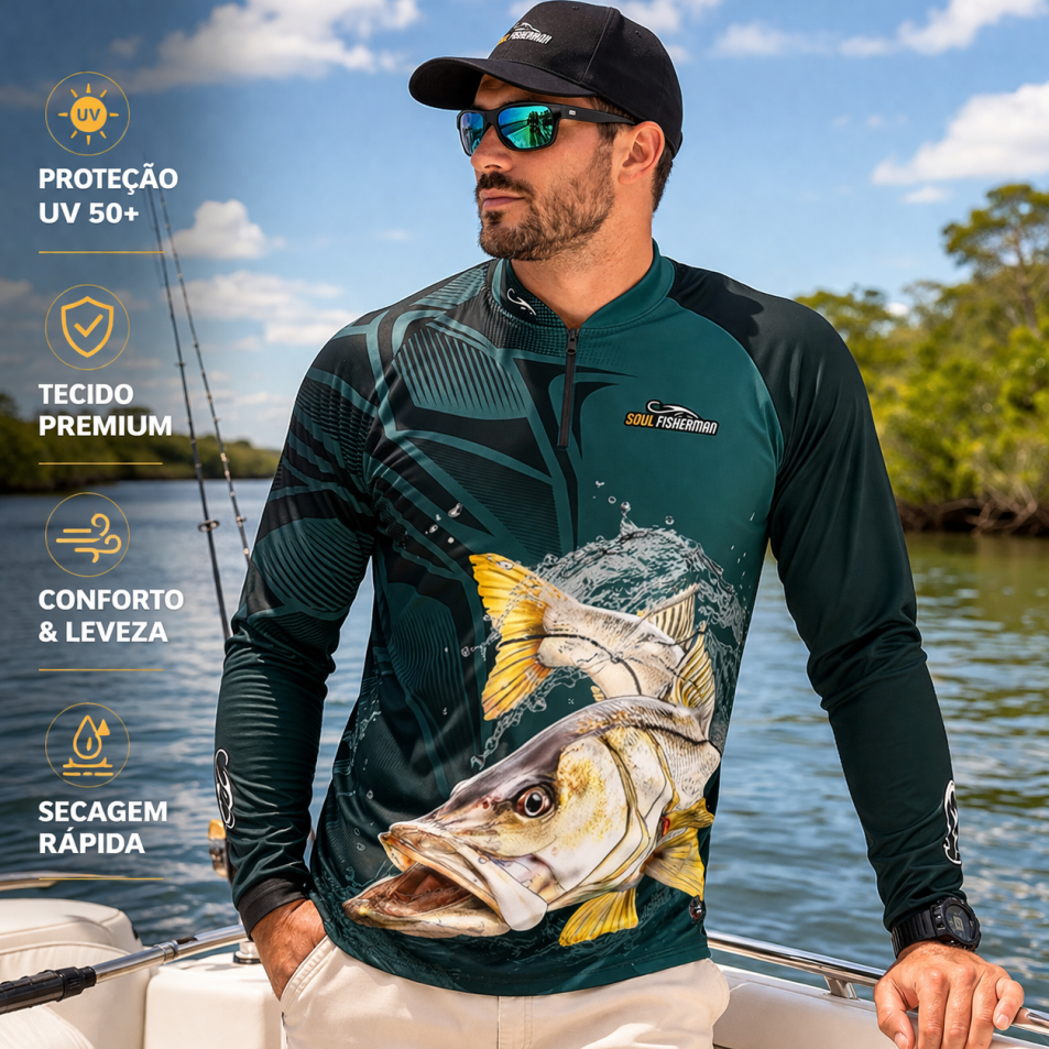 CAMISETA DE PESCARIA ROBALO, UV50+, CAMISA PREMIUM DE PESCA