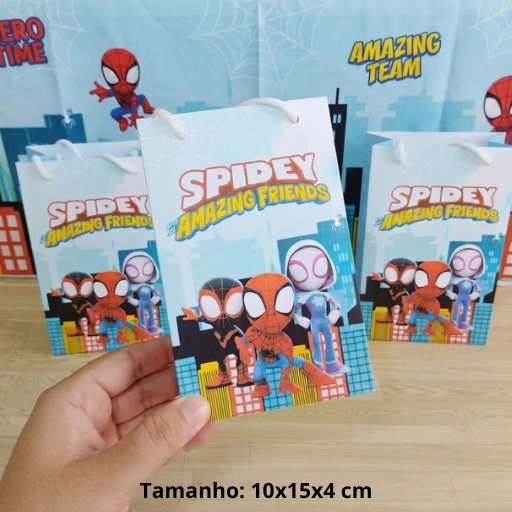 Sacolinha Surpresa Personalizada Lembrancinha Homem Aranha Kids Kit Sacolinha Pegue e MonteTam P