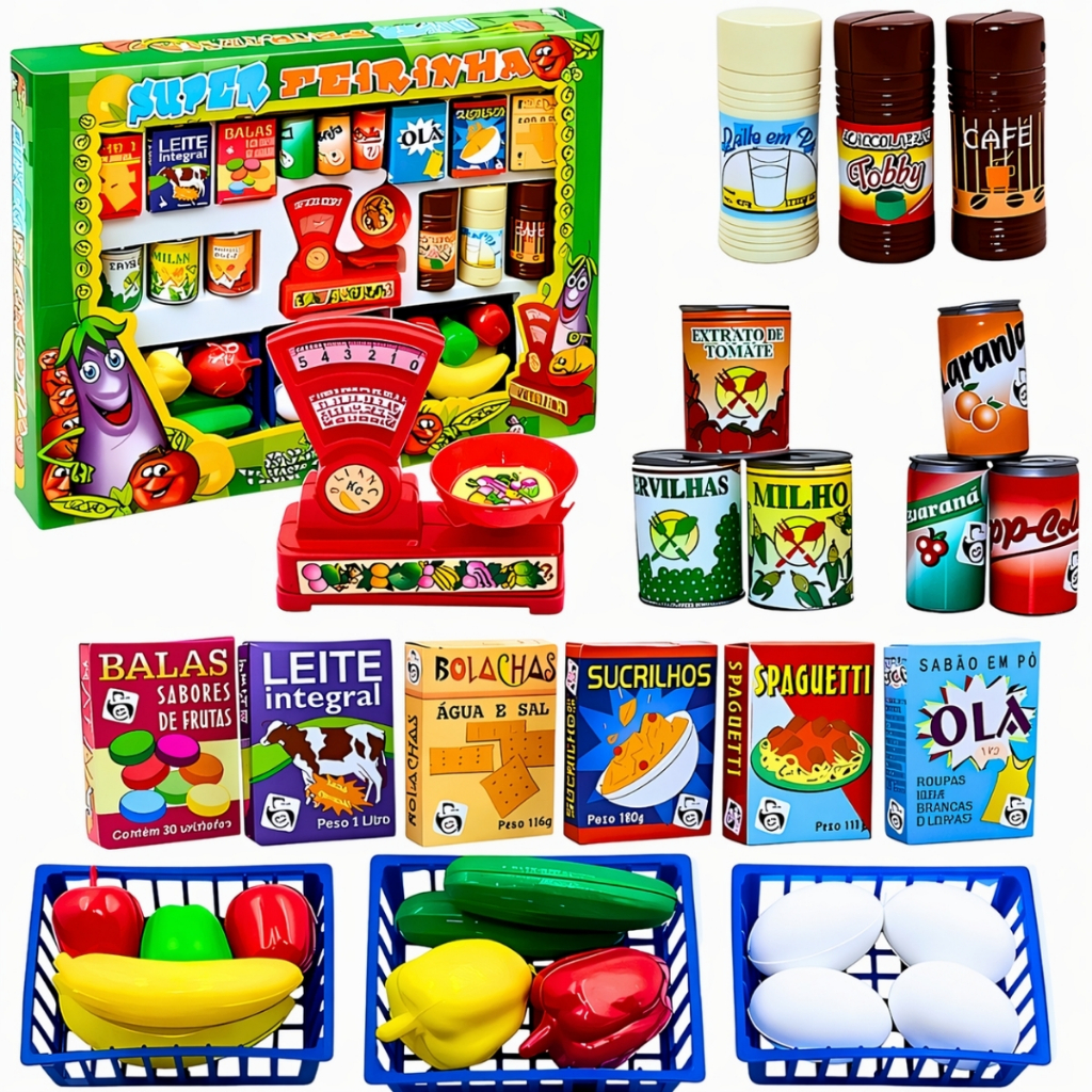 Brinquedo Comidinha Infantil Kit Cozinha de Brinquedo Mercadinho Super Feirinha