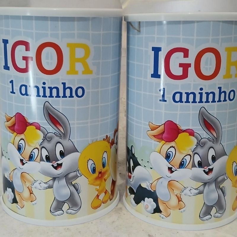 Cofrinho Personalizado looney tunes 10x6cm | Lembrancinha festa Infantil | Aniversário