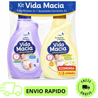 Lava Roupas + Amaciante Vida Macia Bebê 2x 1 Litro (PROMOÇÃO) em Oferta na Shopee