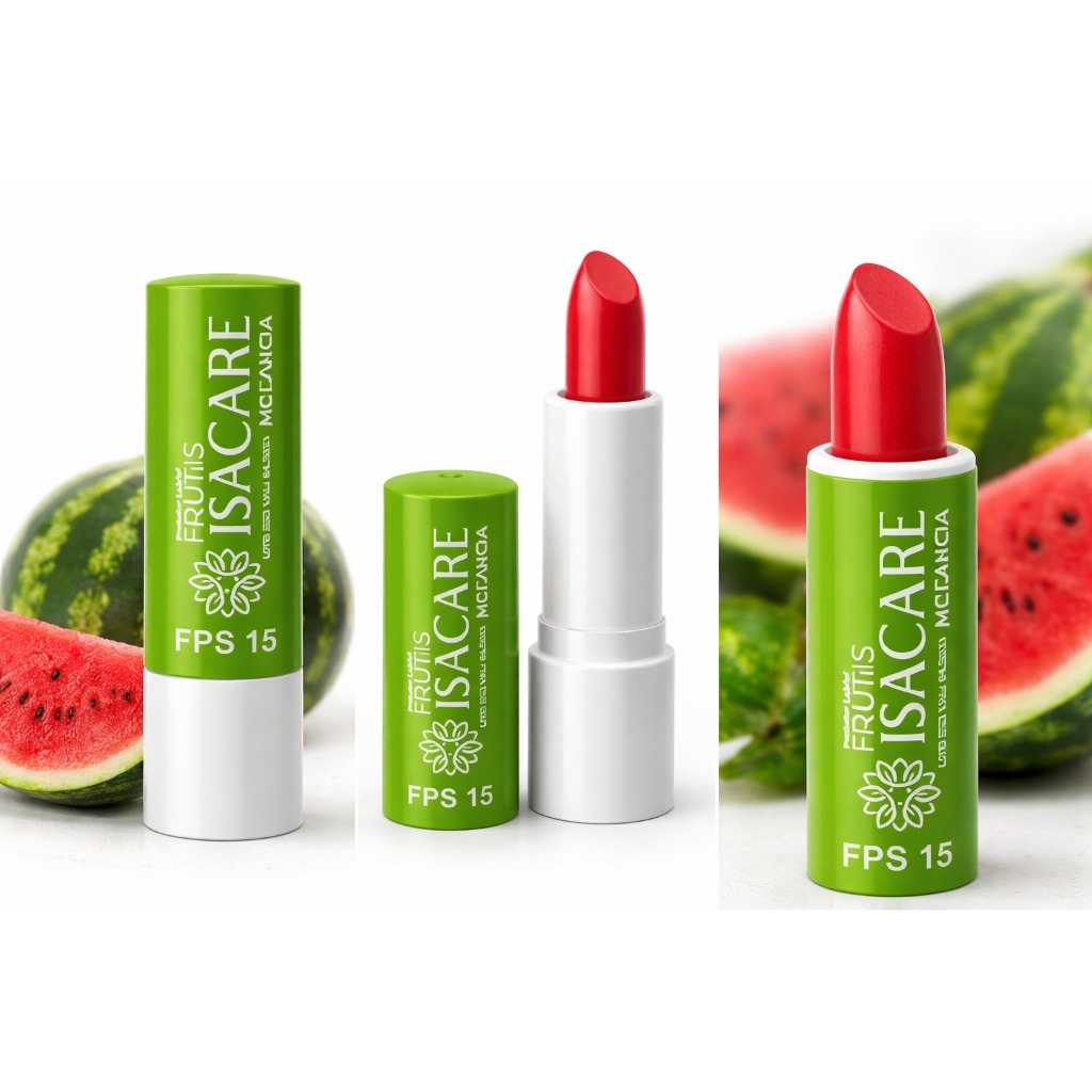 Protetor INCOLOR Hidratante labial Isacare frutis sabor melancia fator solar 15 hidrata e protege