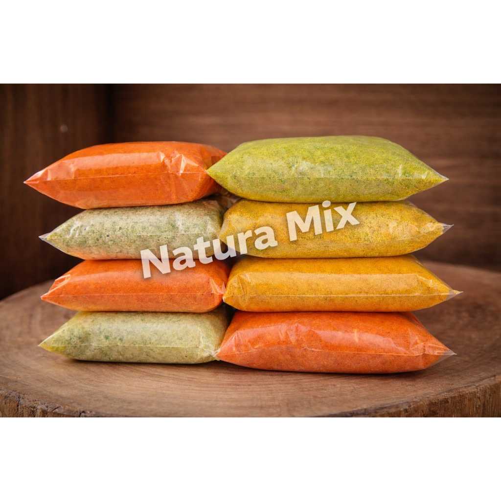 KIT 5 TEMPEROS 100g - ALHO FRITO, FEIJÃO, CEBOLA DESIDRATADA, AÇAFRÃO E PEGA ESPOSA.