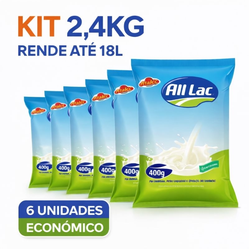 Composto Lácteo Tipo Leite em Pó 2,4kg Kit 6× 400gr Econômico Rende Muito 400g Cada - Supermercado Bremer