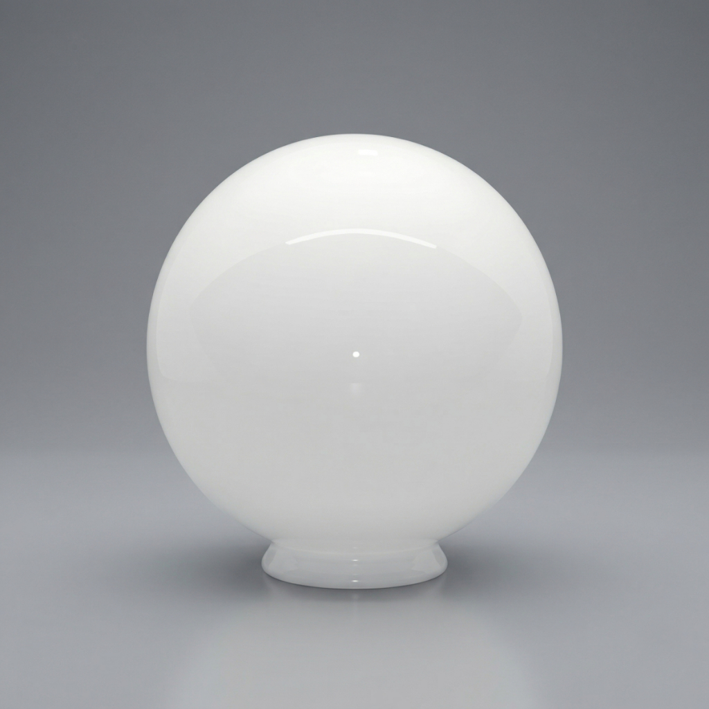 Globo 15x30 Acrílico Leitoso Brilhante Com Colarinho, Similar ao de vidro