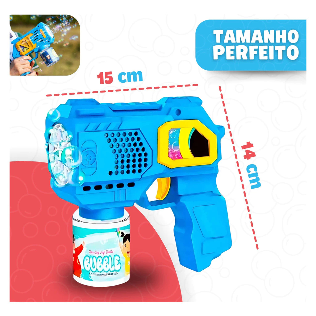 Lança Bolhas de Sabão com Luz Brinquedo Infantil  Brinquedo Lança Bolha Diversão Crianças