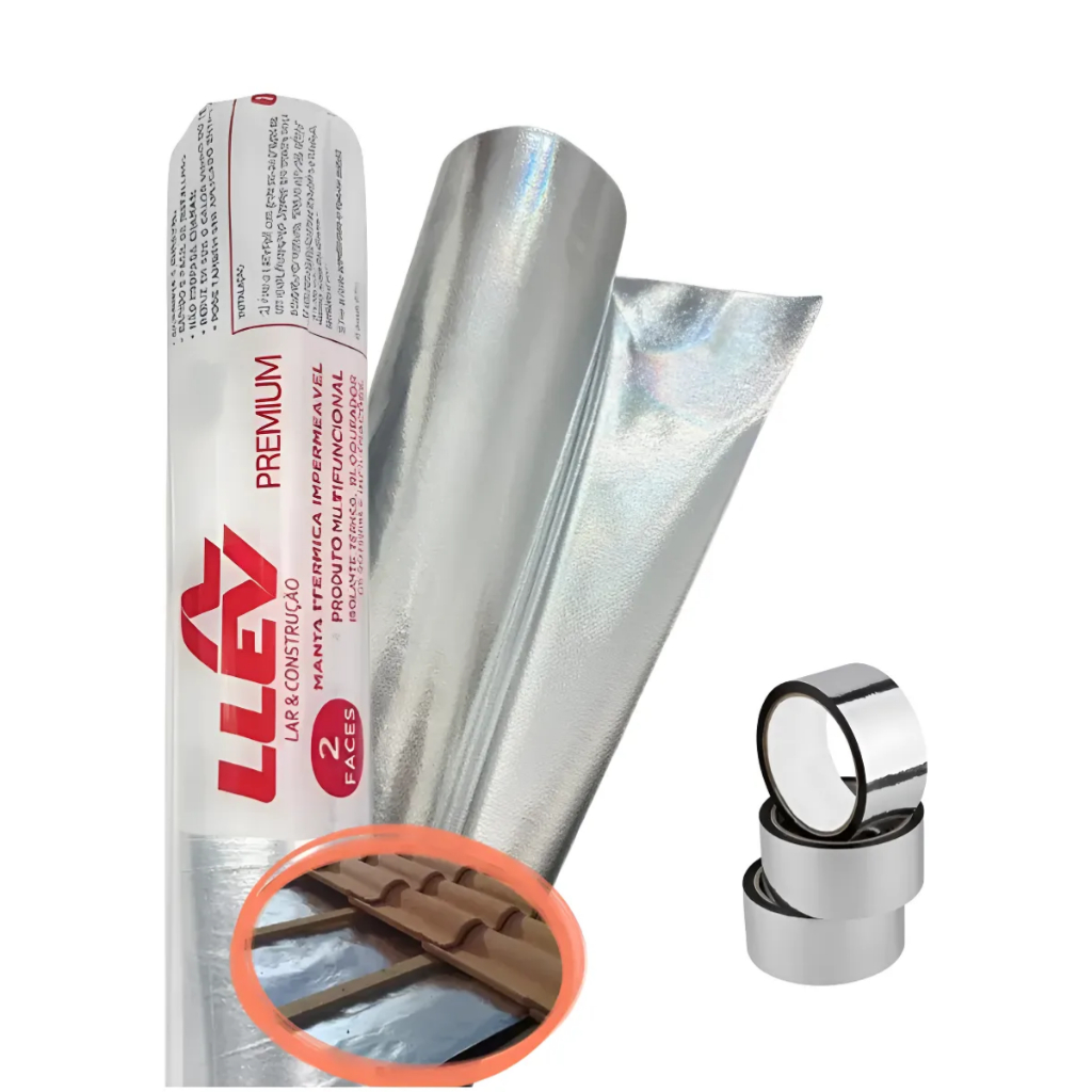 Manta Térmica Foil Dupla Face 50m² + 3 Fitas - Manta para Subcobertura de Telhado