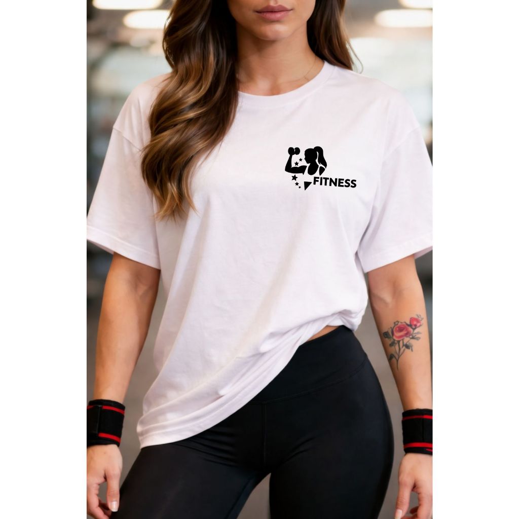 Camiseta Básica Feminina Moda Fitness Estampa Garota Fitness Academia Streetwear