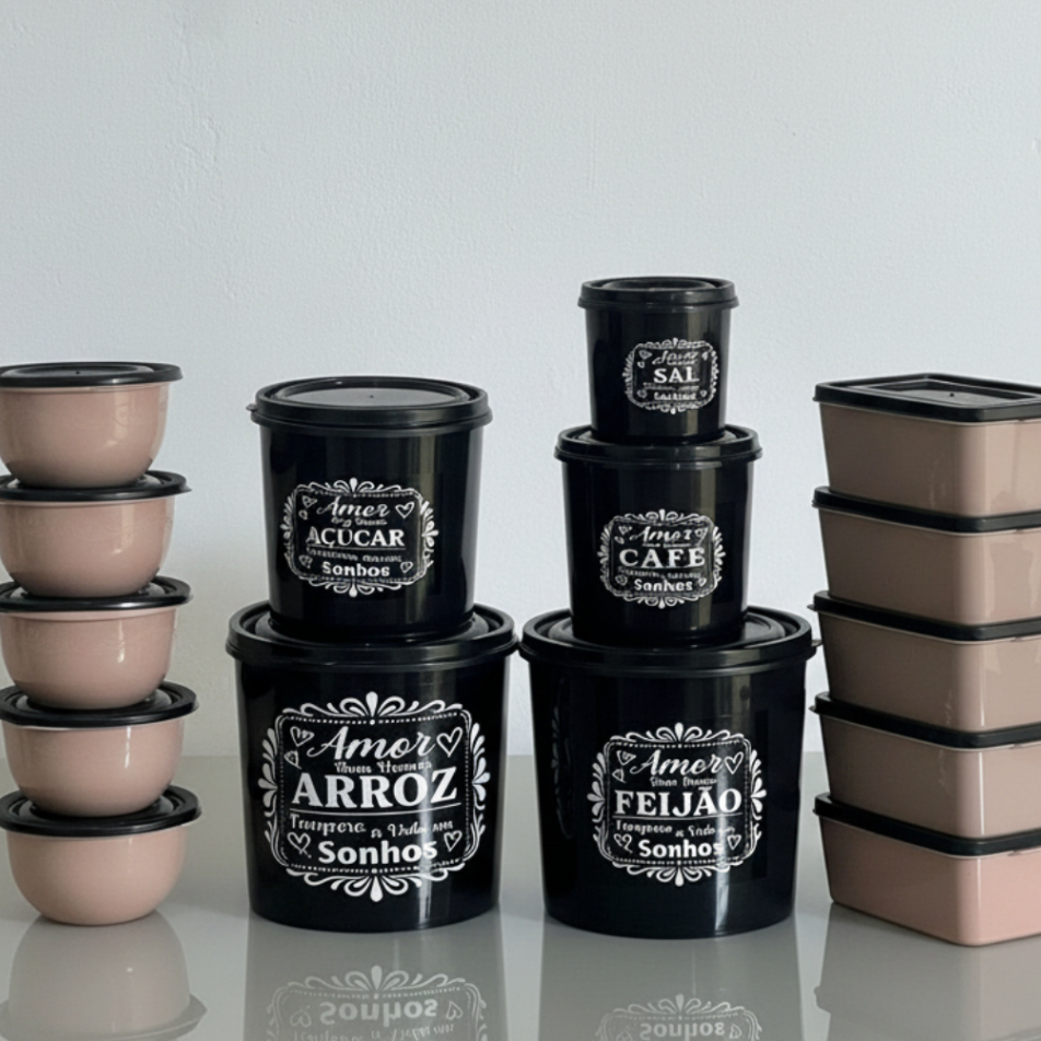 Organizador Kit Mantimentos Kit Marmita e Alimentos Personalizado Coloridos Nova Cozinha