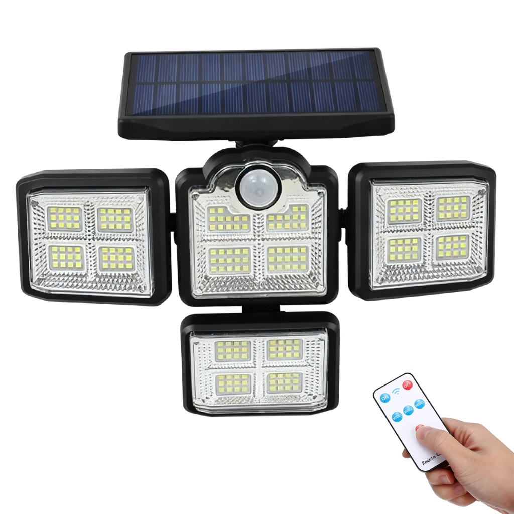 Luminária Solar 10W LED, Sensor de Movimento e Luz Fria Ajustável para Exteriores