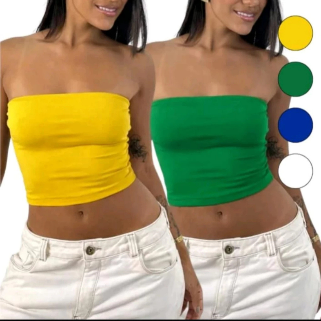 Kit 2 Blusinha Top Tube do Brasil Copa do Mundo