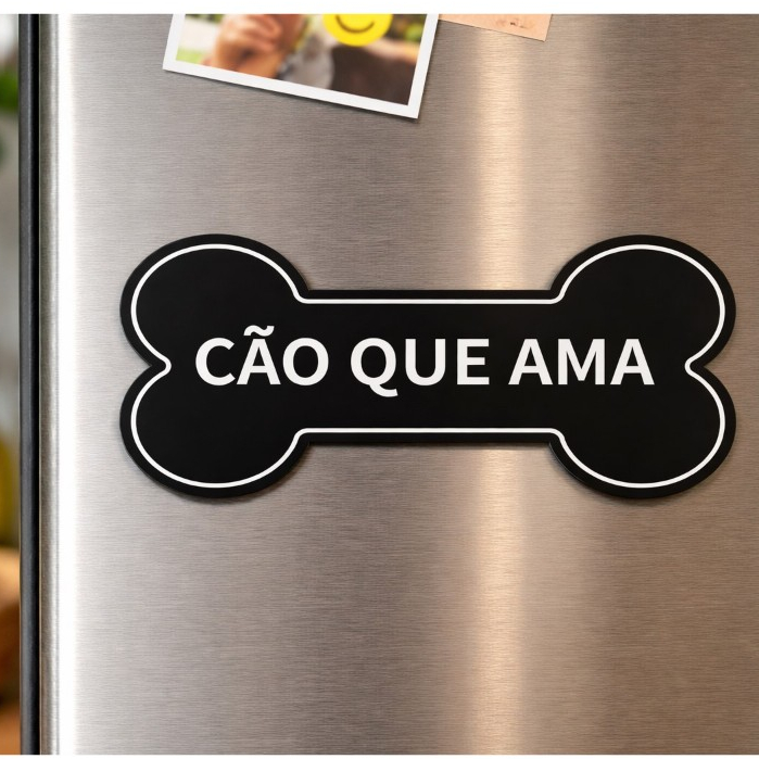 Plaquinha decorativa ÍMÃ de geladeira CÃO QUE AMA com a frase imita placa de rua retro CACHORRO GATO