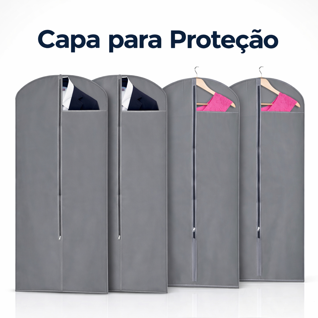 Kit Capa Para Vestido Terno Blazer Casaco Jaqueta Com Visor Transparente Ziper TNT Guarda Roupa
