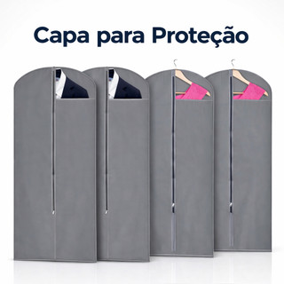Kit Capa Para Vestido Terno Blazer Casaco Jaqueta Com Visor Transparente Ziper TNT Guarda Roupa