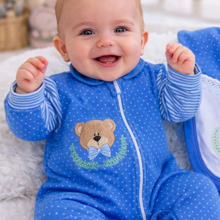 Macacão para Bebê com Zíper Manga Longa Malha Suedine 100% Algodão Roupa de Bebe