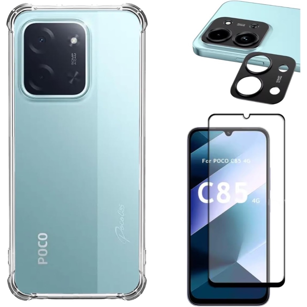 Kit Protetor Xiaomi Poco C85, Capa Protetora, Película de Vidro, Película para C