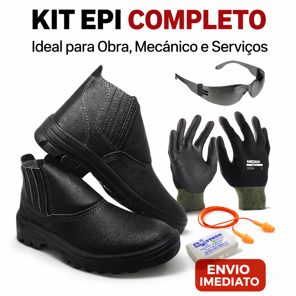 Kit botina obra completo epi obra pedreiro serviços gerais ca