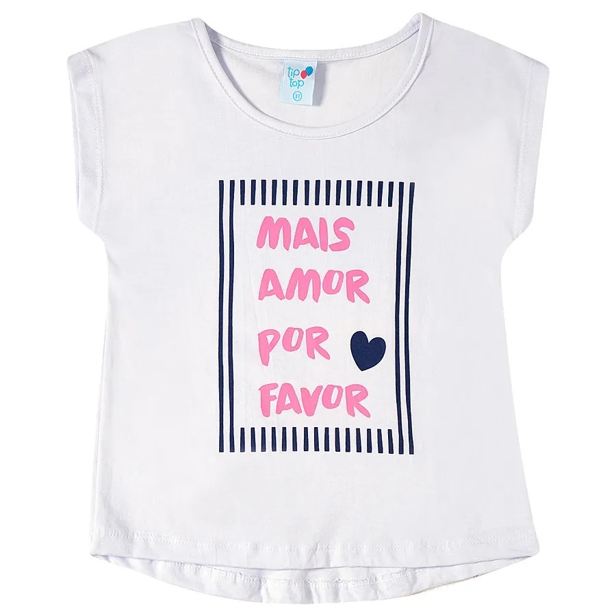 Blusa Branca Manga Curta Tip Top