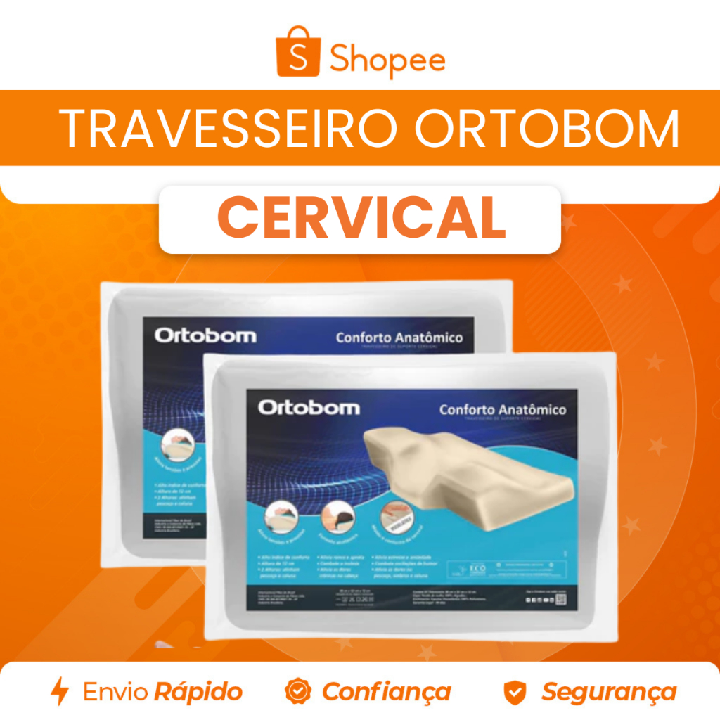 Kit 2 Travesseiros Nasa Cervical Ortobom Ortopedico Macio